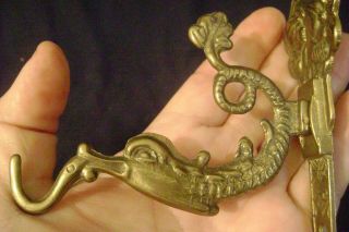 Vintage Ornate Brass Serpent Wall Hook