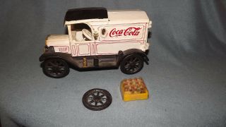 Vintage Coca Cola Delivery Truck Cast Iron With Coca Cola Bottles & Spare Tire