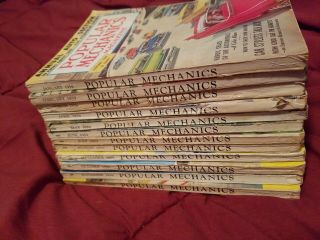 12 - 1959 Vintage Popular Mechanics Magazines Complete Year - Decent Shape