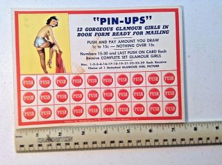 Vintage Pin Up Punch Board - Girlie Ad - 1940 ' s Gambling Lotto - Trade Stimulator - 2