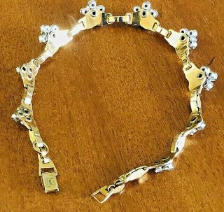 Vintage BARCLAY Gold tone Rhinestone Floret Choker Necklace Short 12 1/2 