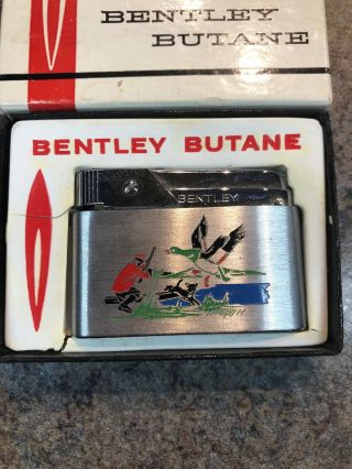 VINTAGE BENTLEY BUTANE LIGHTER / AUSTRIA - DUCK HUNTER SPORTSMAN,  ORIG BOX - 2