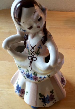 Vintage Delee Art Pottery - Brunette Girl Planter Or Vase “nina”