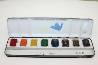 Vintage Prang Water Color Paint Set 8 By The American Crayon Company 2