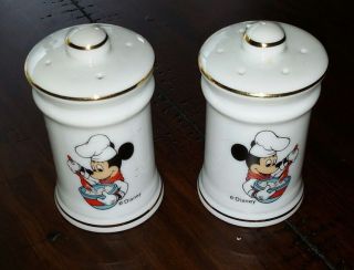Vintage Disney Mickey Mouse Salt And Pepper Shakers Japan Vg Chef
