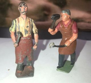 Old Britians Blacksmiths W/tools Vintage Metal Old Figures