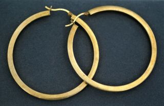 Vintage 18k Gold Plated 925 Sterling Silver Isreal 2 " Hollow Hoop Earrings A - 745