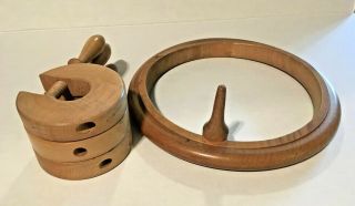 Vintage Wood Embroidery Hoop With 3 Wood Table Clamps 2