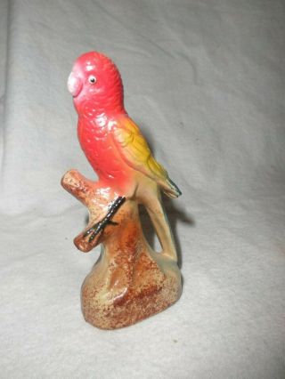 Vintage Parrot Still Hard Plastic Hand Painted Hong Kong 4 1/2 Inches