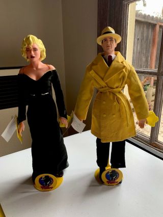 Vintage Dick Tracy & Breathless Mahoney 14” Action Figures Set W/ Stands & Tags