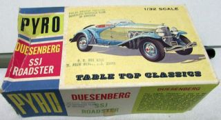 Vintage 1960s Pyro 1/32 Scale Model Car Kit Duesenberg Ssj Roadster W/box