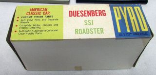 Vintage 1960s Pyro 1/32 Scale Model Car Kit Duesenberg SSJ Roadster W/Box 2