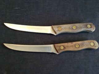 Vintage Classic Set Of 2 Chicago Cutlery 103s Steak Knives Wood Handles