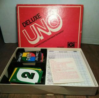 Vintage Uno Deluxe Edition Card Game Complete Instructions Score Pad 1978
