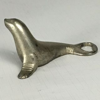 Vintage SEAL SEA LION Cast Metal Bottle Opener Barware Tools Beach Ocean Decor 2