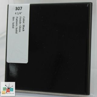 Mmt - 307 Vintage Ceramic Tile Black Glossy Solid