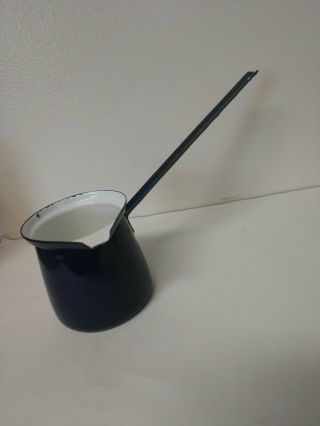 Vintage Blue Metal Enamelware Dipping Cup Made In Poland 5