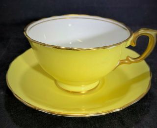 Vintage Crown Staffordshire Yellow Gold Teacup Saucer China Set England A15482