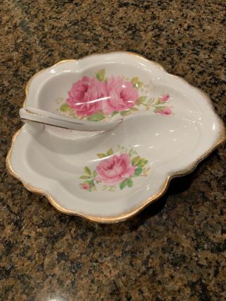 Vintage Royal Albert Bone China American Beauty Pink Roses Handle Dish