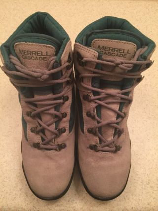 Vintage Womens Merrell Cascade Air Cushion Hiking Trail Boots Teal Grey Size 7.  5