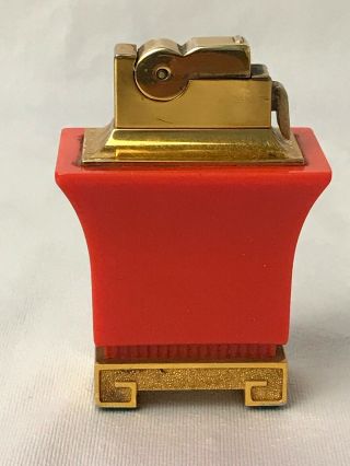 Vintage Asr Orange Bakelite? Pagoda Style Table Top Lighter Made In Usa 2.  75 " H