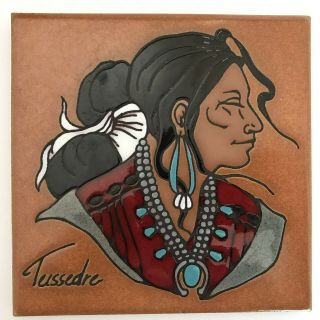 Vintage - Cleo Teissedre - Ceramic Tile Art Southwestern - Woman Trivet 6 "