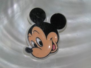 Vintage Disney Marked Plastic Mickey Mouse Head Pin – Signed On Backside – 1.  5 X
