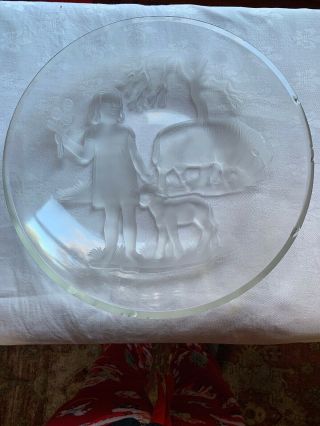 Vintage 1940 Verlys French Art Deco Frosted Glass Platter - Signed Carl Schmitz 6