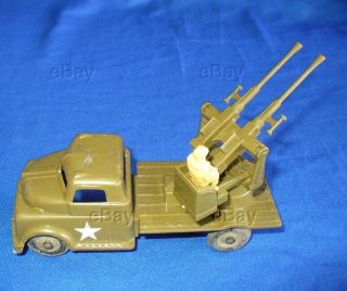 Vintage Pyro Plastics Army Truck Anti - Aircraft Gun Mobile Military 1950s Toy Us