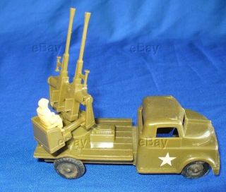 Vintage Pyro Plastics Army Truck Anti - Aircraft Gun Mobile Military 1950s Toy 3