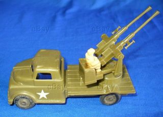 Vintage Pyro Plastics Army Truck Anti - Aircraft Gun Mobile Military 1950s Toy 2