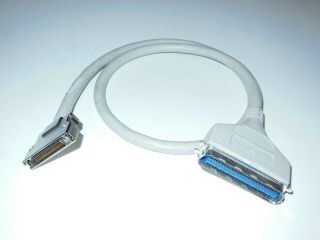Used/vintage 3ft Scsi Cable Hd50 Male To Cn50 Male Off - White Adapter Cent 50 - Pin