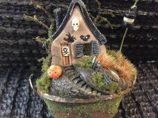 Handmade Miniature Scary Hill Ooak Fairy House Vintage By O 