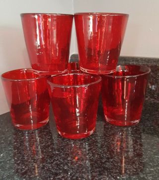 6 Vintage Royal Ruby Red Glass Juice Cocktail Glasses