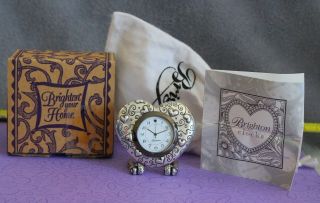 Brighton Jewelry Vintage - Look Silver Clock Scroll Design Heart Time 4 Love