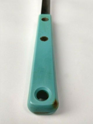 Vintage Ekco Forge Stainless Steel Slotted Spoon Turquoise Handle USA 4