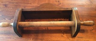 Vintage Paper Towel Holder Shelf Solid Wood Wall Hanging Farmhouse Style