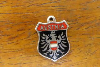 Vintage Silver Austria Austrian Flag Coat Of Arms Souvenir Travel Shield Charm