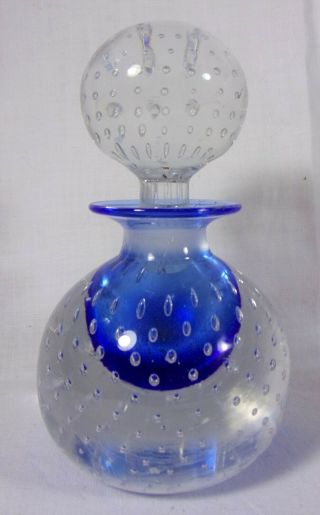 Vintage Hand Blown Glass Perfume Bottle Cobalt Blue Mcm Deco?.  Beauty