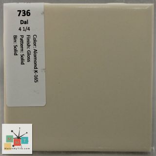 Mmt - 736 Vintage Ceramic Daltile Tile Almond K - 165 Glossy Solid