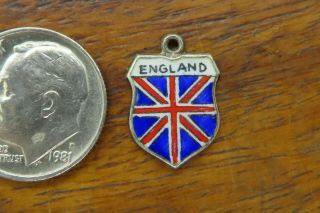 Vintage Silver England Uk Flag Union Jack Great Britain Travel Shield Charm