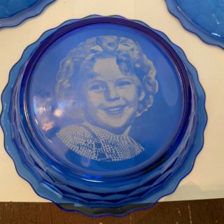 Vintage Shirley Temple Cobalt Blue Hazel Atlas Glass Bowl Set Of 3