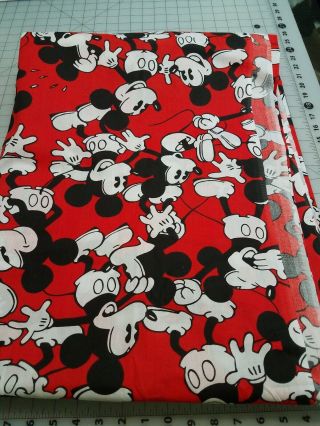 Vintage Mickey Mouse Twin Sheet Flat Disney Red Black White Bedding