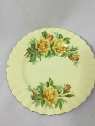 Royal Albert Yellow Tea Rose Bread Plate Fluted Scallop 6 3/8 " Variation Vintage
