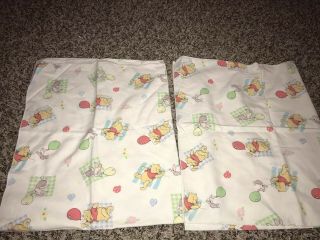 2 Vintage Winnie The Pooh Flannel Baby Receiving Blanket Plaid Balloons Beacon