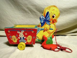Vintage Fisher - Price Pull - Toy.  Duck And Cart.