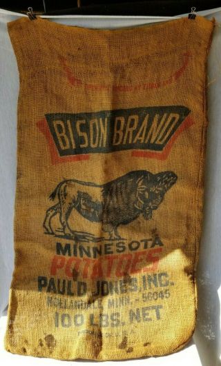 Vintage Bison Brand 100 Burlap Potato Bag