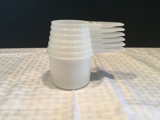 Tupperware Vtg Measuring Cups Full Set Opaque White Clear Nesting 761