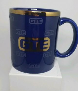 Vintage Gte Coffee Mug Phone Co.  Dark Blue Gold Rim & Lettering