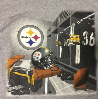 Vintage Pittsburgh Steelers Gray Csa T - Shirt Adult Large Jerome Bettis The Bus